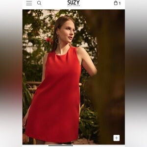 Suzy Shier EUC women’s red Mini swing dress high neck size XXL